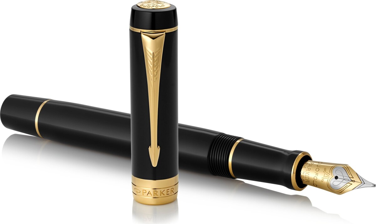 Parker - Duofold Centennial Fountain Pen - Classic Black With Gold Trim