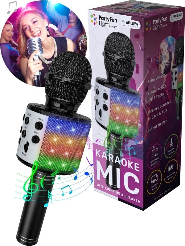 Party Fun Lights - Karaoke Mikrofon Med Højttaler - Sort