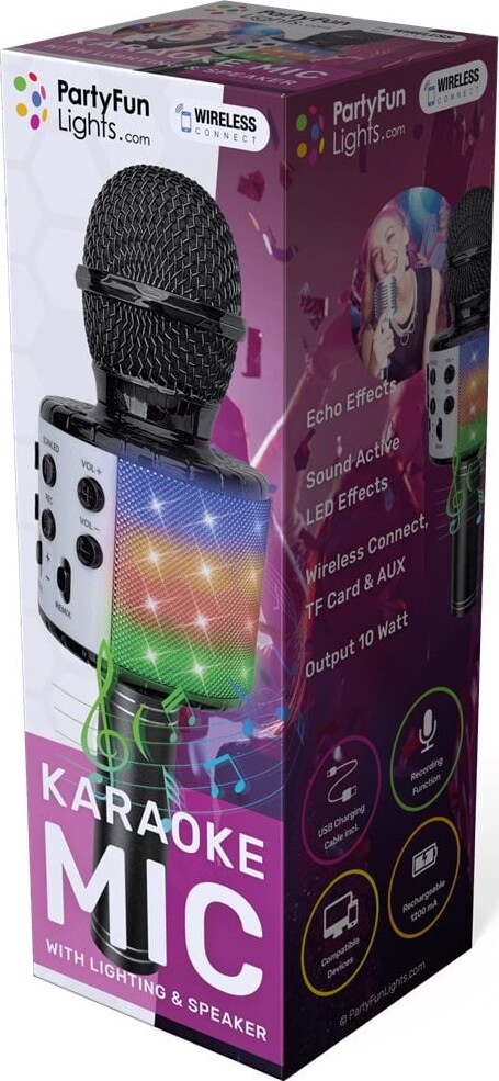 Party Fun Lights - Karaoke Mikrofon Med Højttaler - Sort