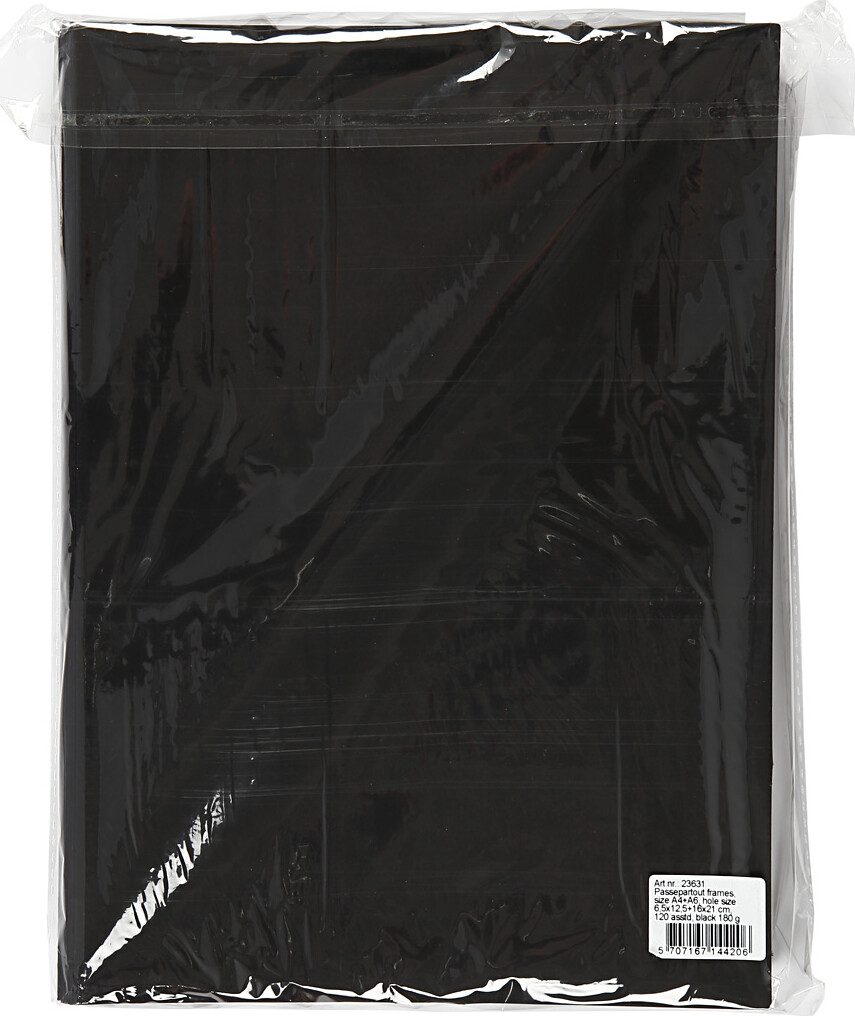 Passepartoutrammer - Str A4 A6 - 180 G - Sort - 2X60 Stk