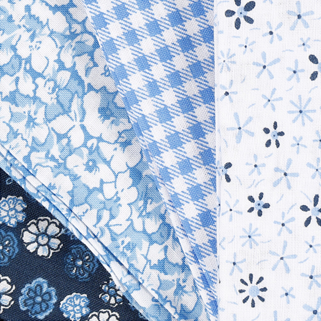 Patchworkstof - Str 45X55 Cm - 100 G - Blå - 4 Stk 1 Bundt