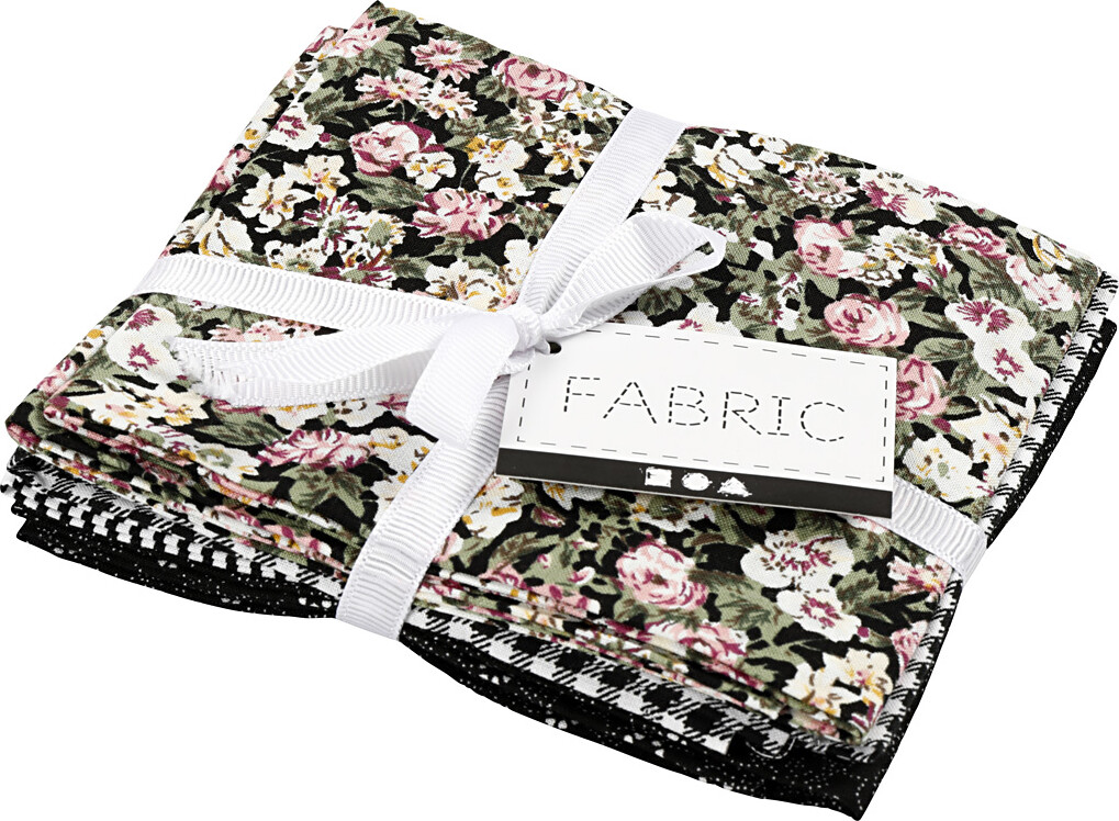 Patchworkstof - Str 45X55 Cm - 100 G - Sort - 4 Stk 1 Bundt
