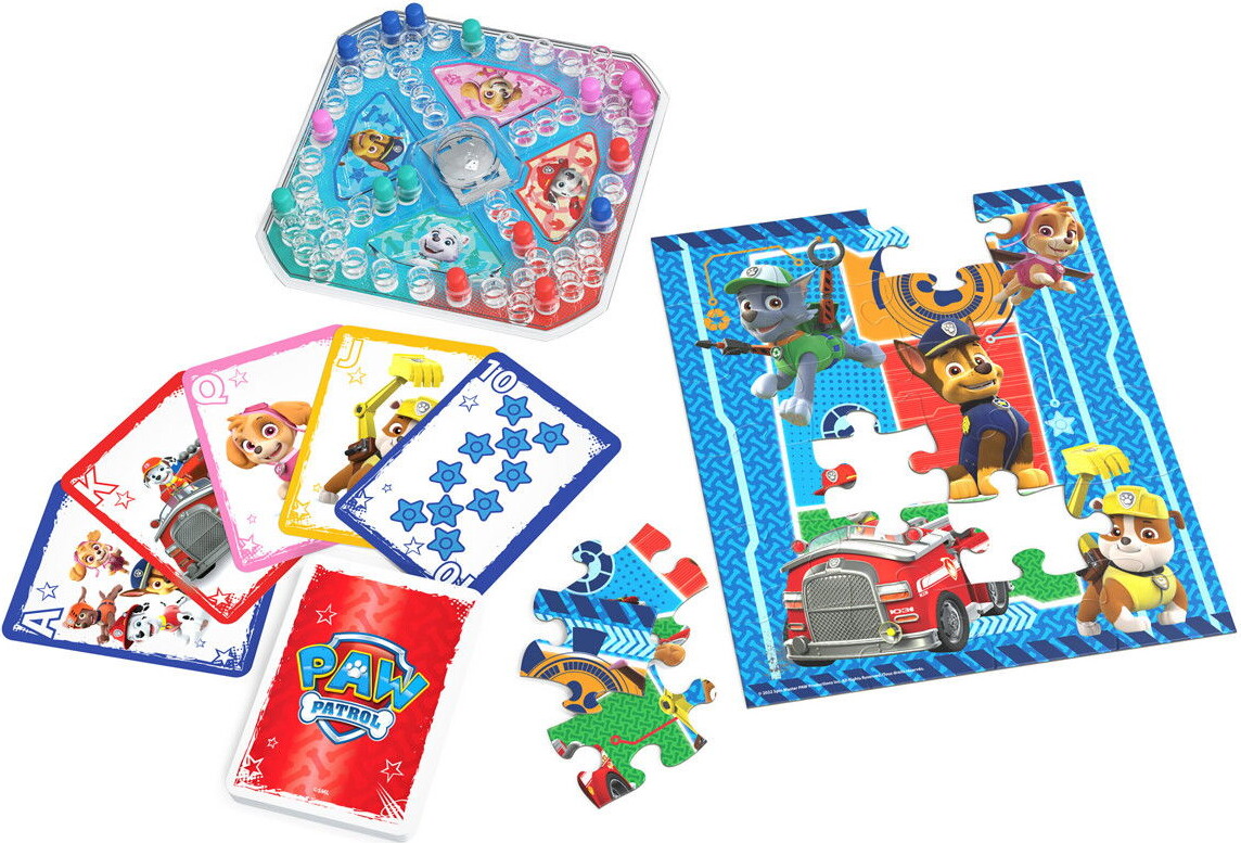 Paw Patrol Spil 3-Pak - Brætspil Jumbo Spillekort Og Puslespil