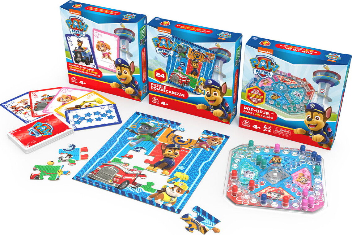 Paw Patrol Spil 3-Pak - Brætspil Jumbo Spillekort Og Puslespil