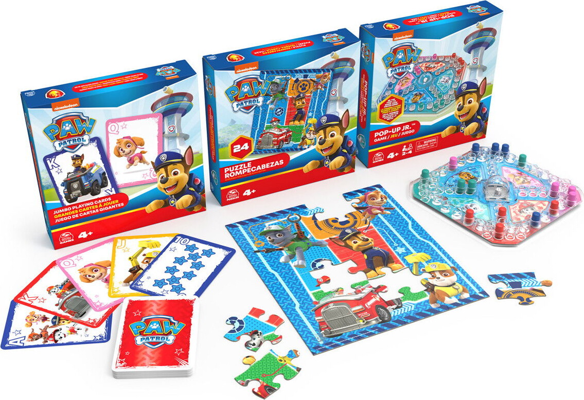 Paw Patrol Spil 3-Pak - Brætspil Jumbo Spillekort Og Puslespil