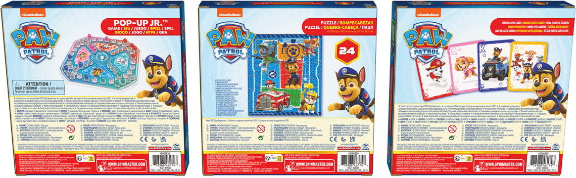 Paw Patrol Spil 3-Pak - Brætspil Jumbo Spillekort Og Puslespil