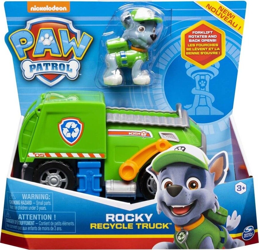 Paw Patrol - Basic Køretøj Med Rocky Figur - Recycle Truck