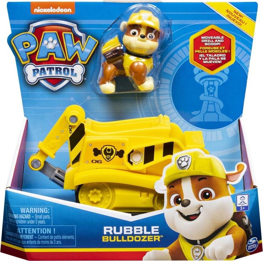 Paw Patrol - Rubble Figur Og Bulldozer Køretøj - Legesæt