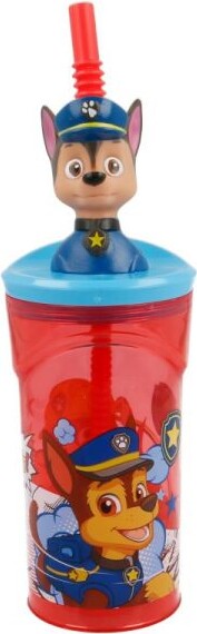 Paw Patrol - 3D Drikkeglas Til Børn - Med Sugerør Og Figur