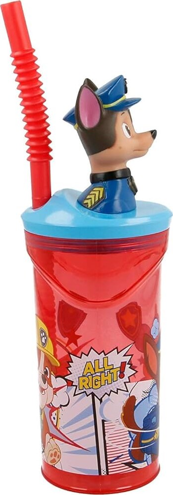 Paw Patrol - 3D Drikkeglas Til Børn - Med Sugerør Og Figur
