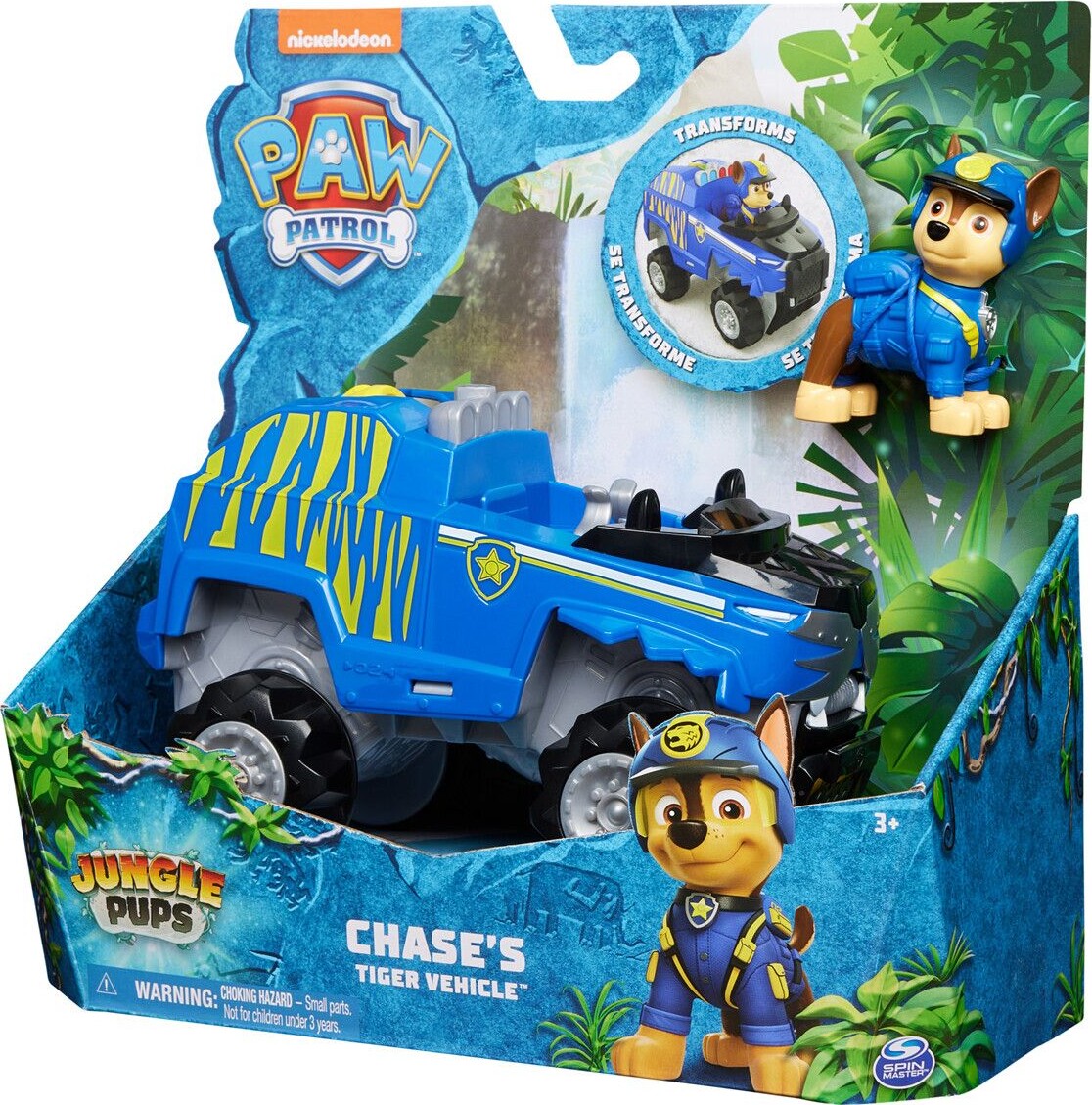 Paw Patrol - Jungle Pups Bil - Chase Med Tiger Køretøj