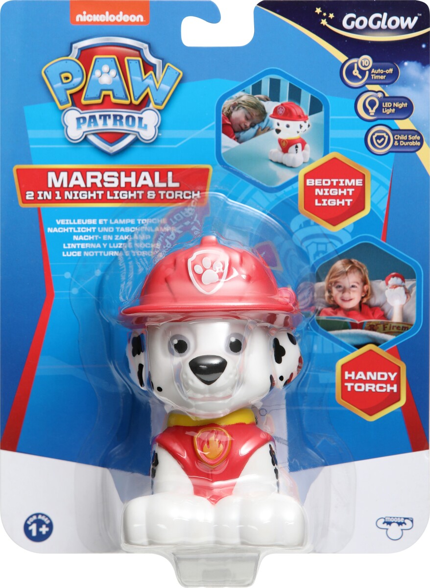 Paw Patrol - 2-I-1 Natlampe Og Lommelygte - Marshall - Goglow
