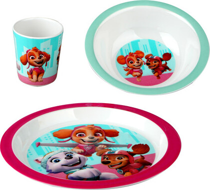 Paw Patrol Spisesæt I Tre Dele - Lyserød - Melamin - Barbo Toys