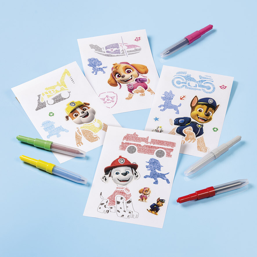 Paw Patrol - Spray Pen Malesæt - 4 Farveskiftende Spraypenne