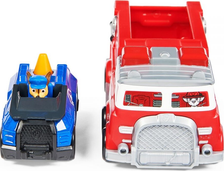 Paw Patrol Figur - True Metal - Chase I Politi Bil Brandbil