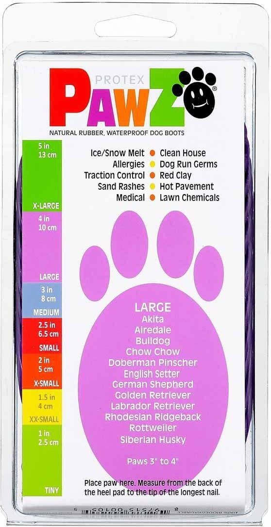 Pawz - Rubber Hundestøvler - L - Lilla - 12 Stk