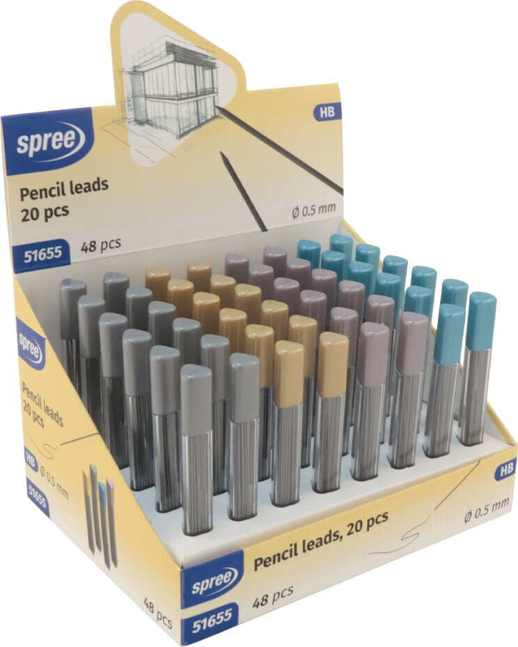 Spree - Stifter Til Stiftblyant - 0 5 Mm - Hb - Etui Med 20 Stk