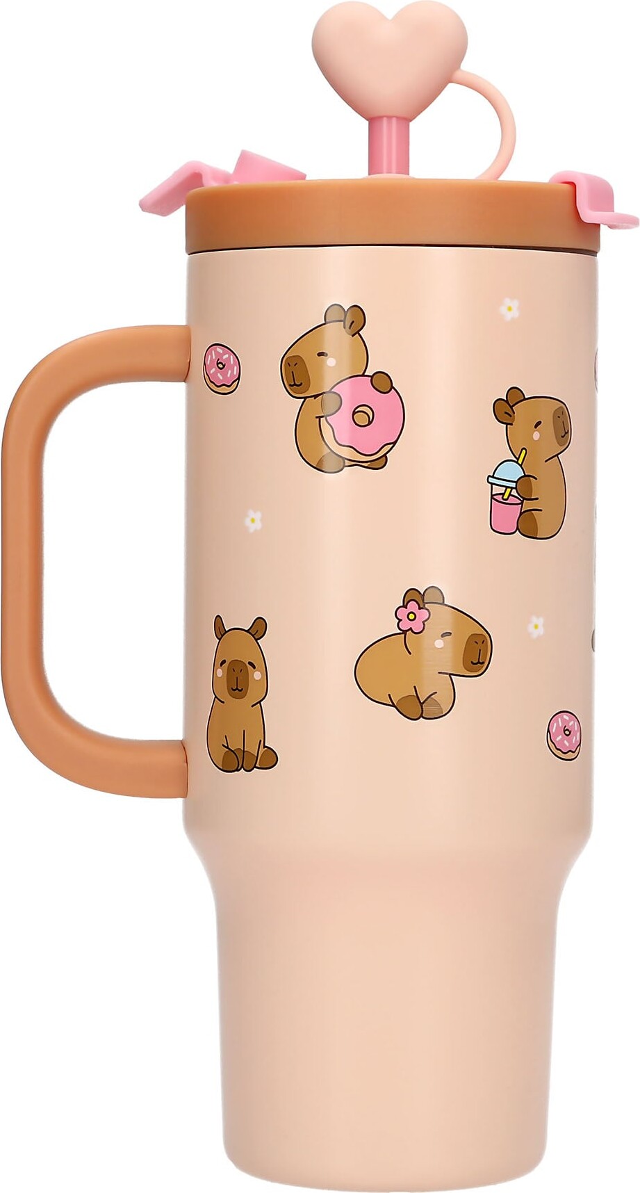 Penfection - To Go Krus Med Sugerør - Capybara - Beige-Brown - 470 Ml