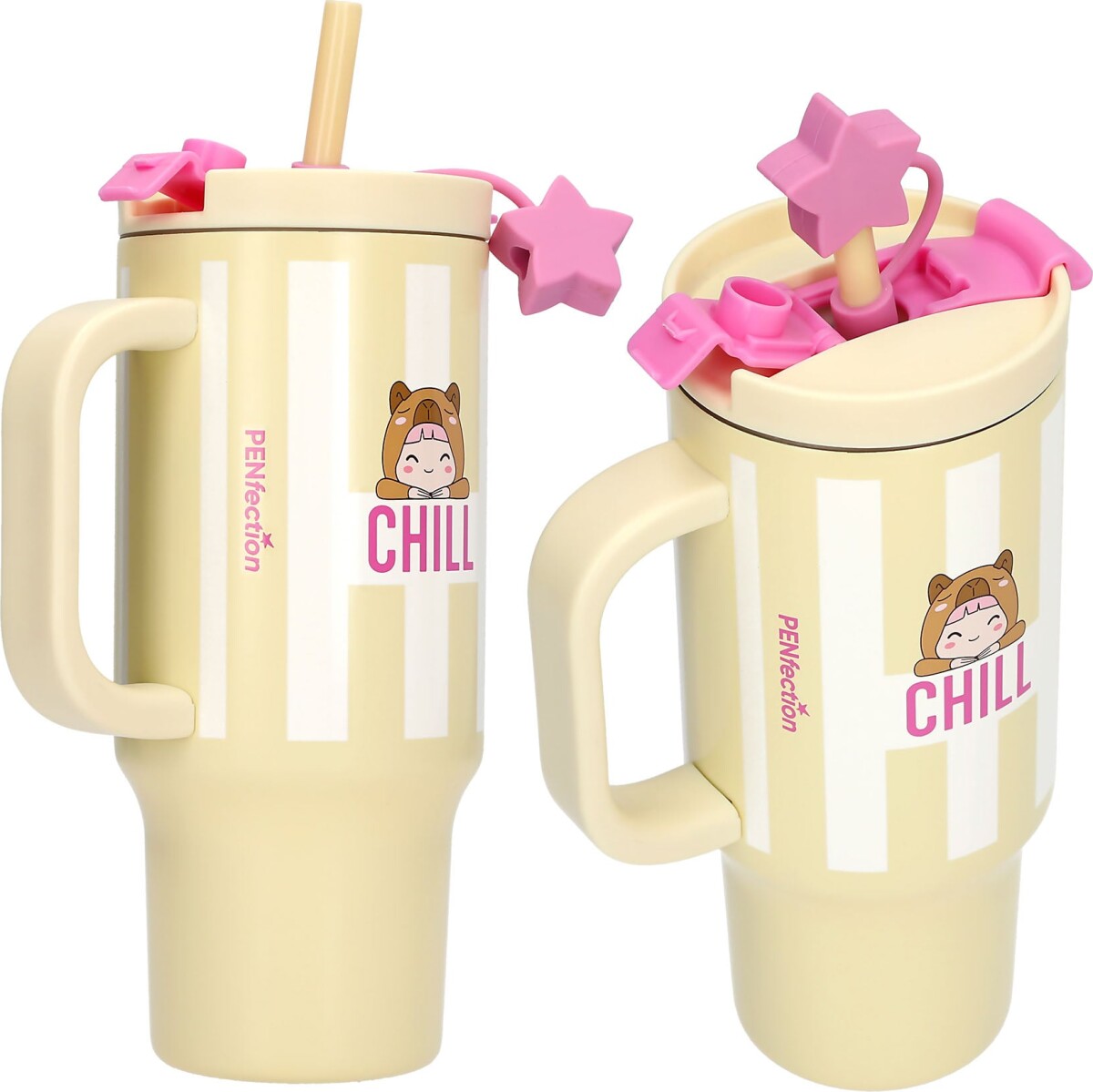 Penfection - To Go Krus Med Sugerør Chill - Butter-Yellow - 470 Ml