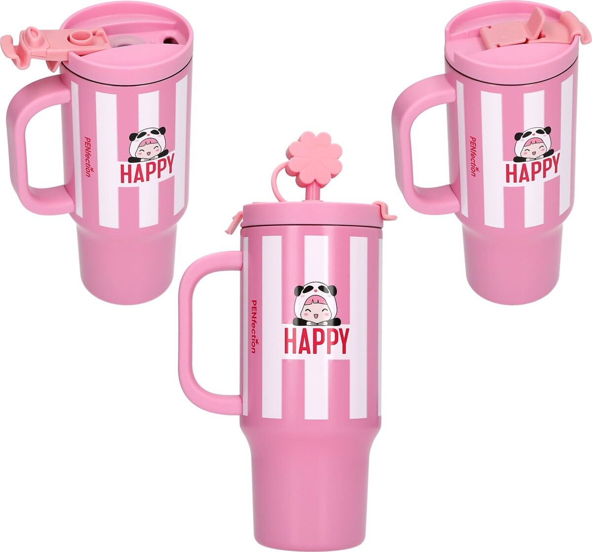 Penfection - To Go Krus Med Sugerør - Pink - 470 Ml