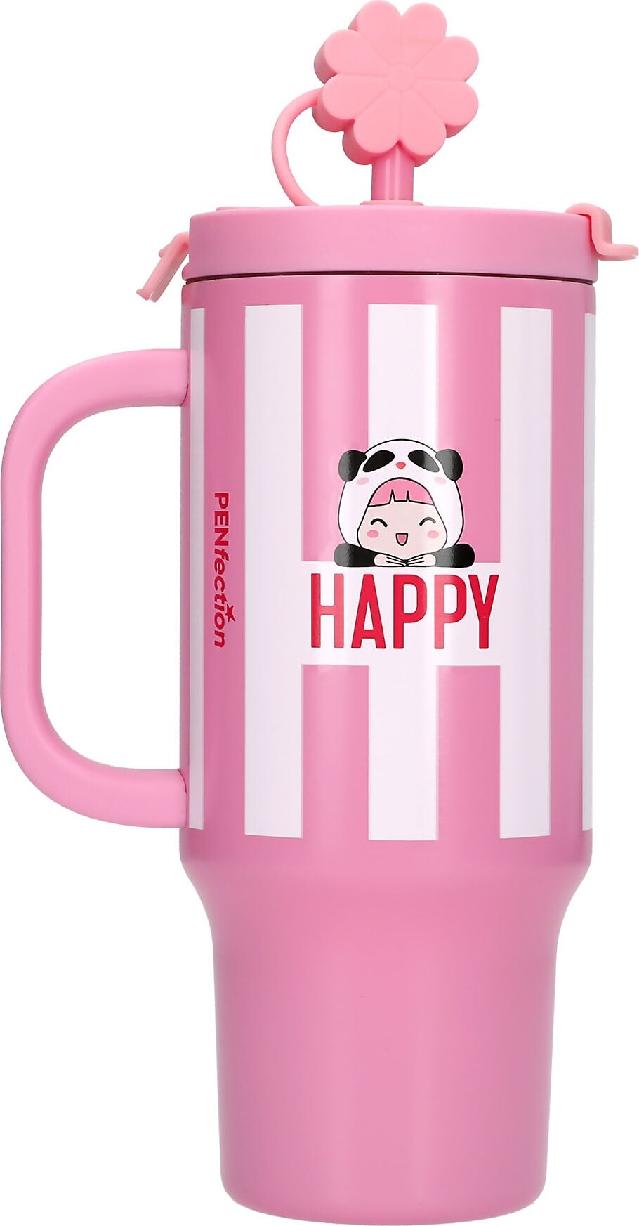 Penfection - To Go Krus Med Sugerør - Pink - 470 Ml