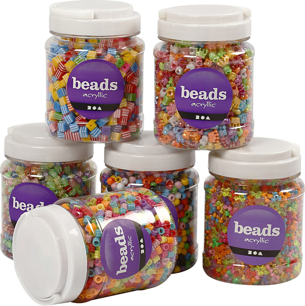 Perlemix - Str 7-10 Mm - Hulstr 2-4 Mm - Assorterede Farver - 6X700 Ml