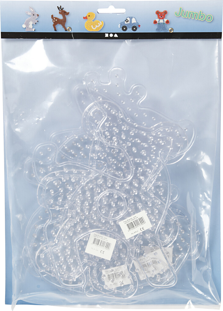 Perleplade Sæt - Bamse Bil Dådyr And Og Kanin - Jumbo - Klar - 5 Stk