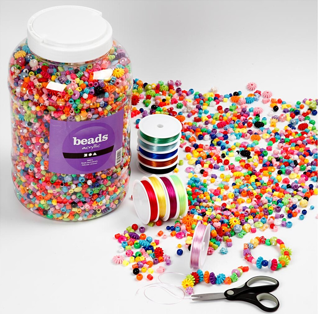 Perler Og Smykkeelastik - Str 6-20 Mm - Hulstr 1 5-6 Mm