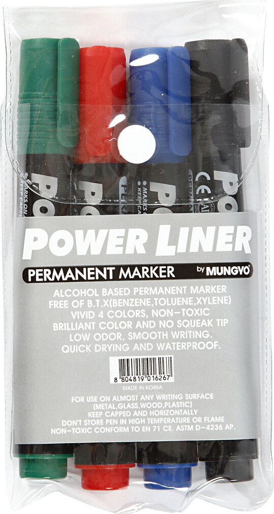 Permanent Marker - Tykkelse 1 5-3 Mm - Sort - Blå - Grøn - Rød - 4 Stk
