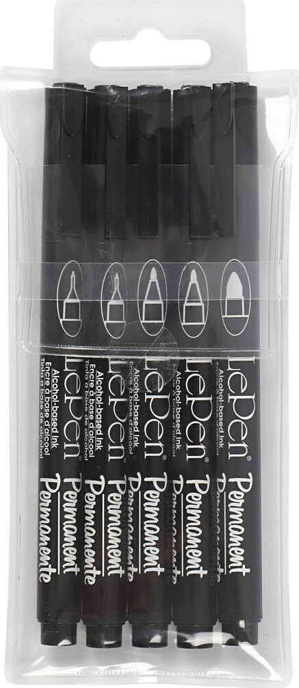 Permanent Tusch - Tykkelse 2X0 6 2X0 8 1 3 Mm - Sort - 5 Stk
