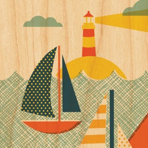 Petit Collage - Stort Print På Træ - I Vandet