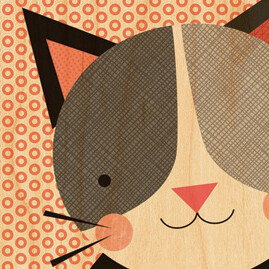 Petit Collage - Stort Print På Træ - Kat