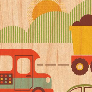 Petit Collage - Stort Print På Træ - På Land