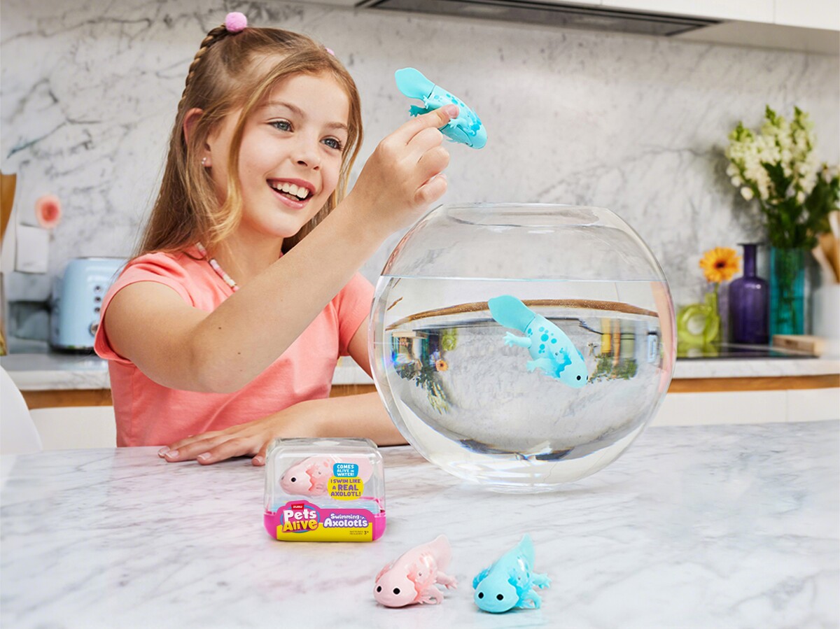 Zuru Pets Alive - Swimming Axolotl - Pink - Vandaktiveret Figur