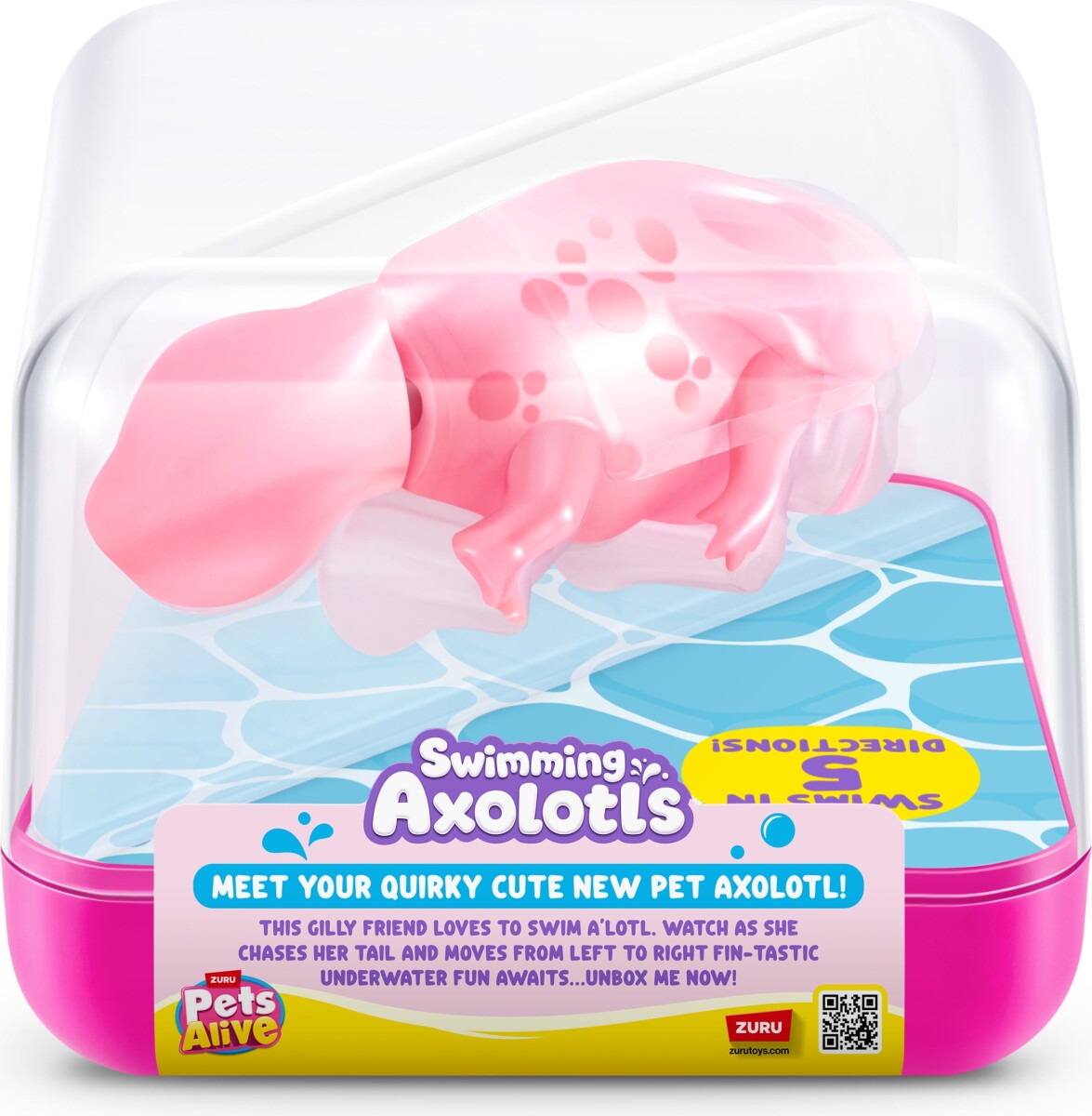 Zuru Pets Alive - Swimming Axolotl - Pink - Vandaktiveret Figur