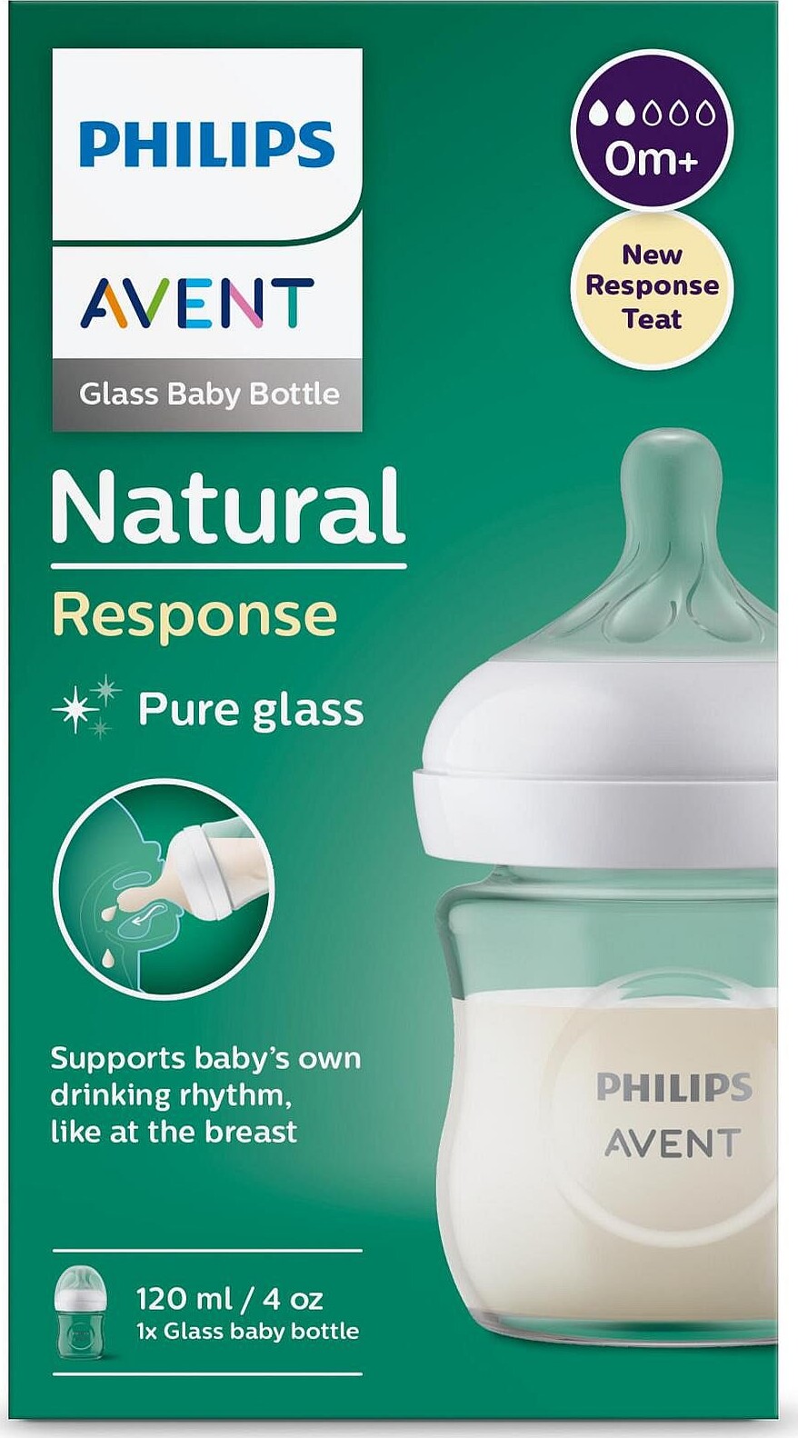 Philips Avent - Natural Response Sutteflaske - Glas - 0-3 M - 125 Ml