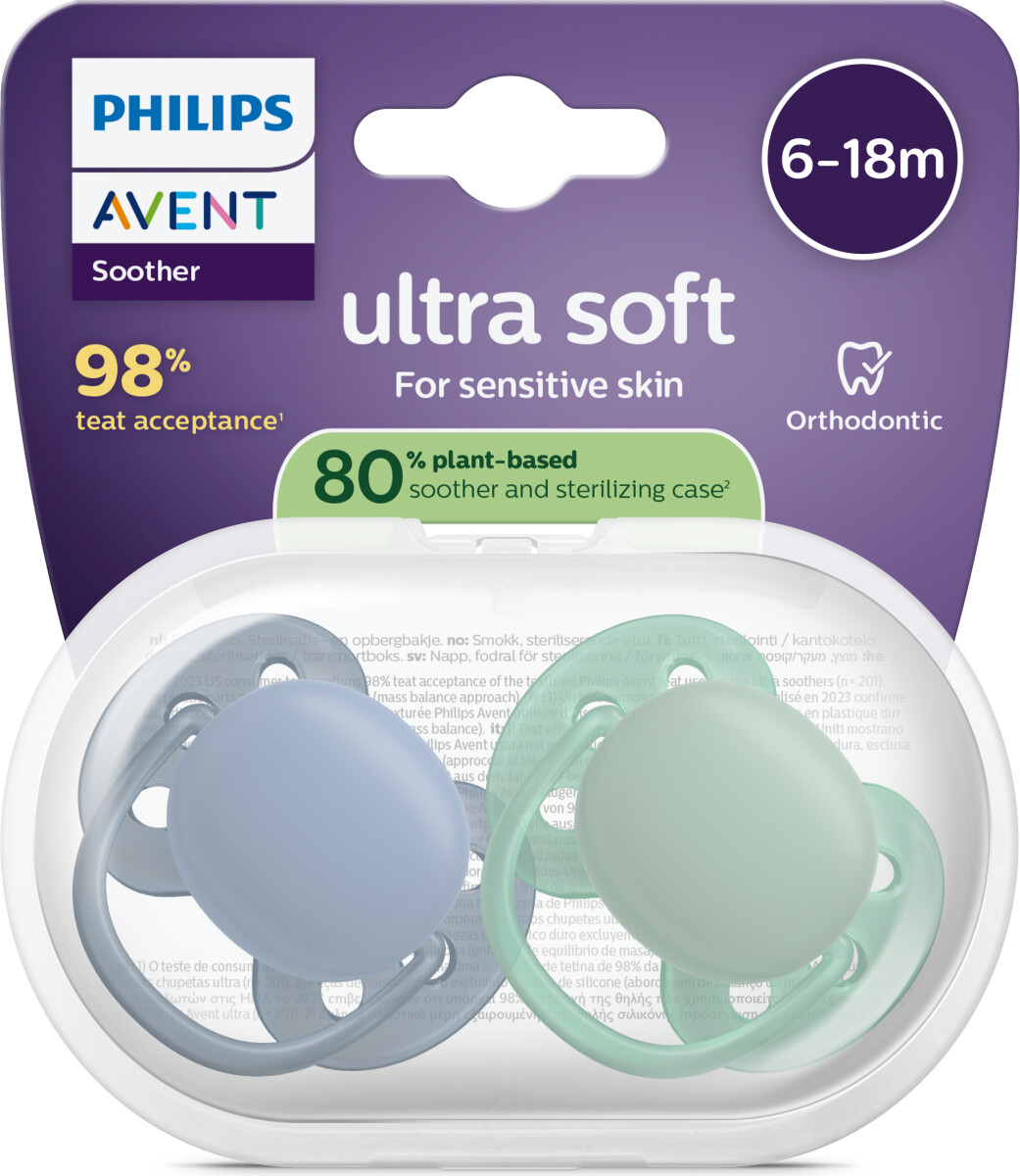 Philips Avent Ultra Soft - 6-18 Måneder - Sutter - Grå Grøn
