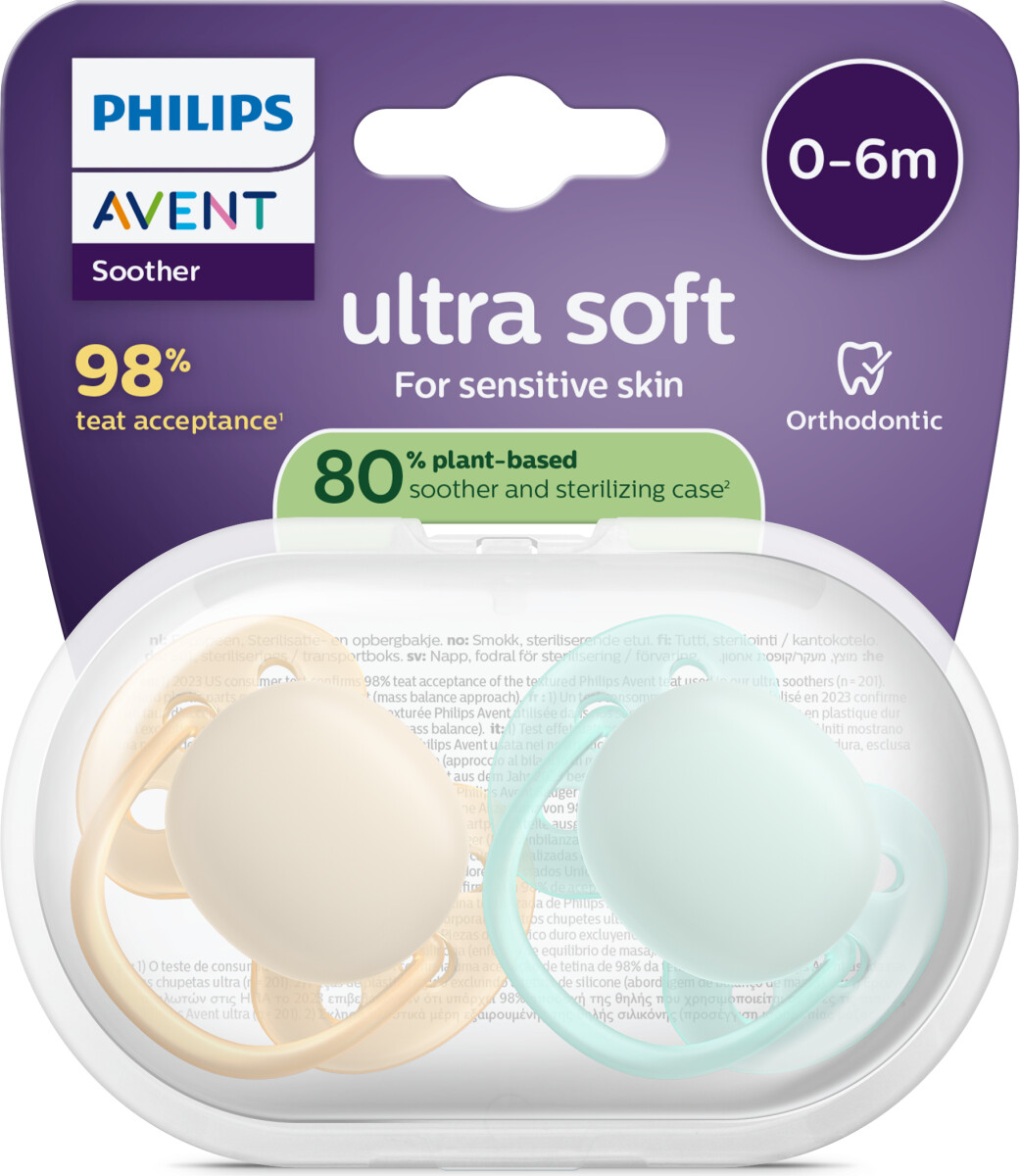 Philips Avent Ultra Soft - 0-6 Måneder - Sutter - Gul Grøn