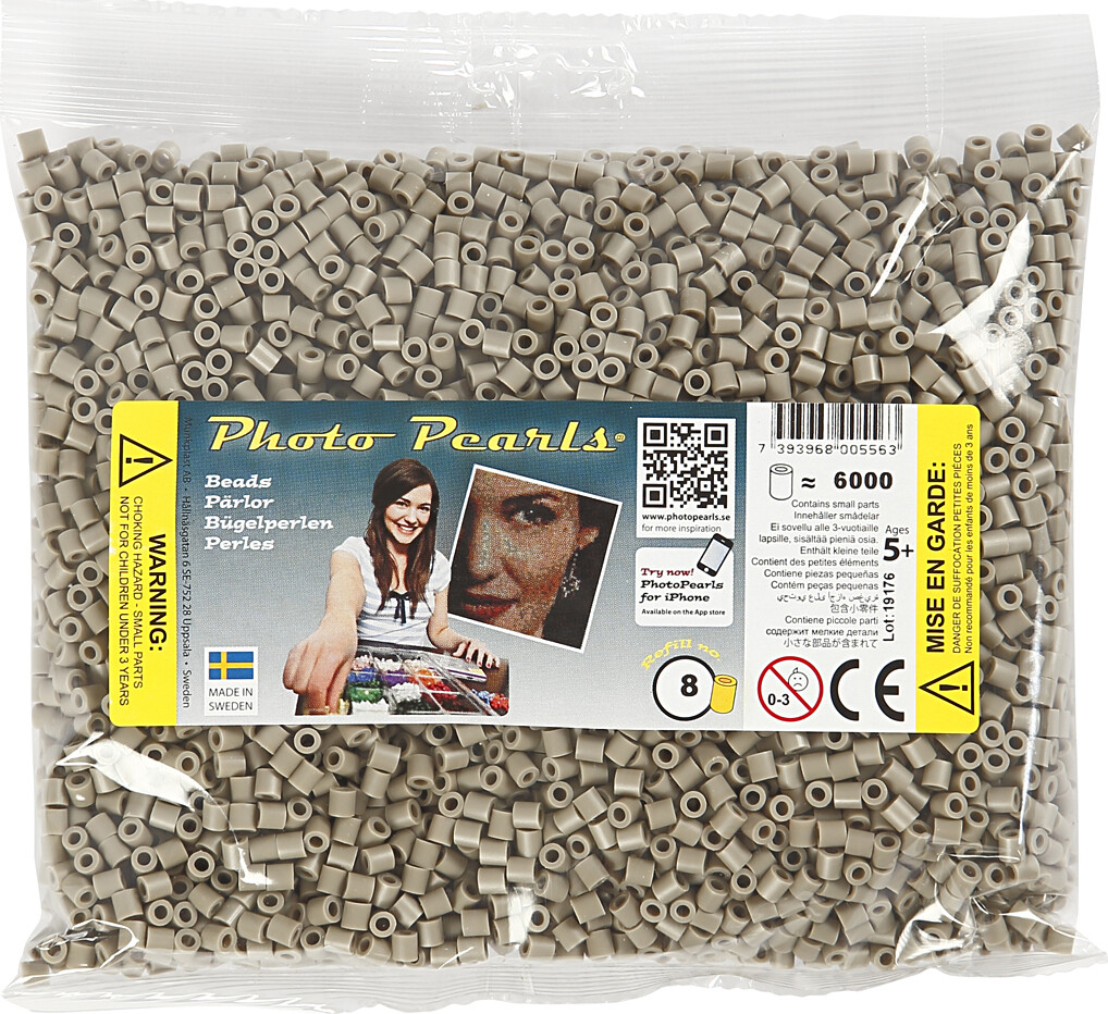 Photopearls - Medium - Askegrå 8 - 6000 Stk - Nabbi Fotoperler