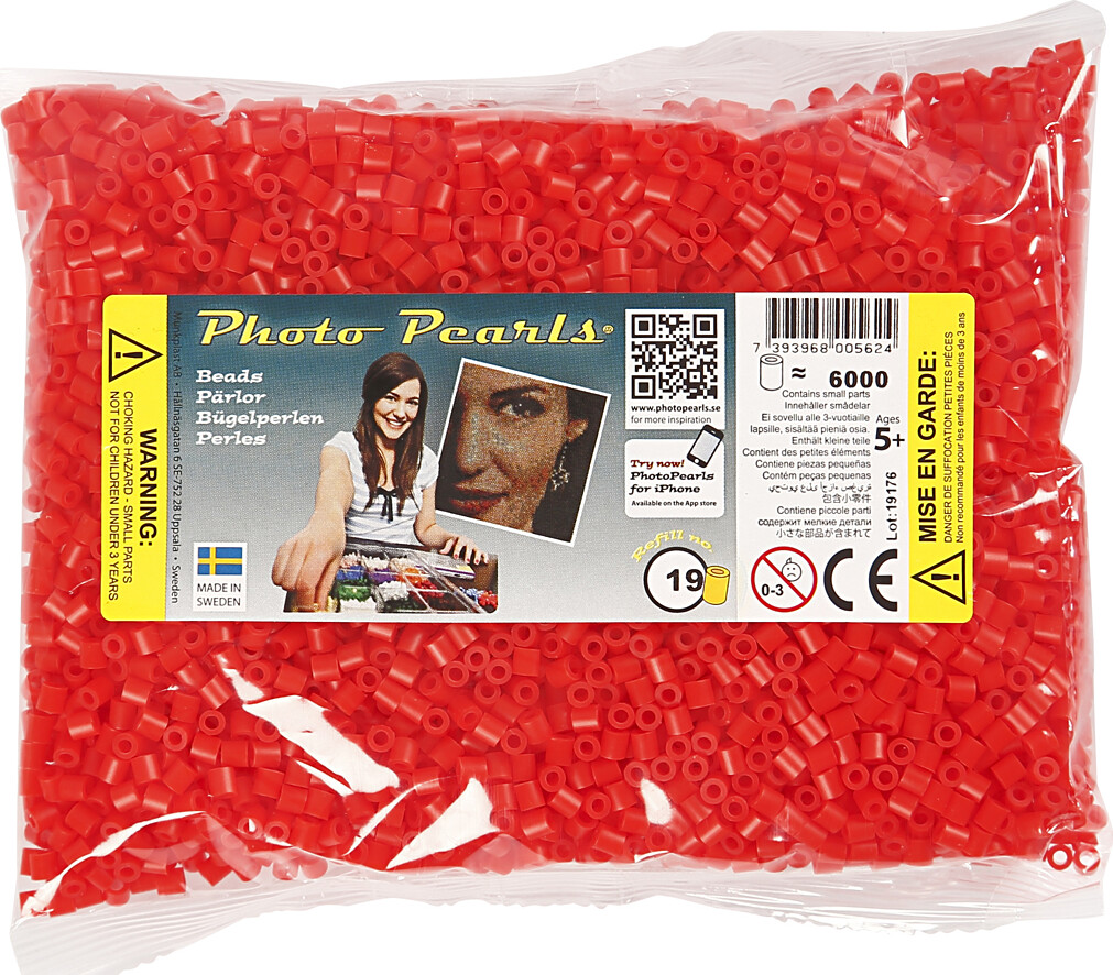 Photopearls - Medium - Lys Rød 19 - 6000 Stk - Nabbi Fotoperler