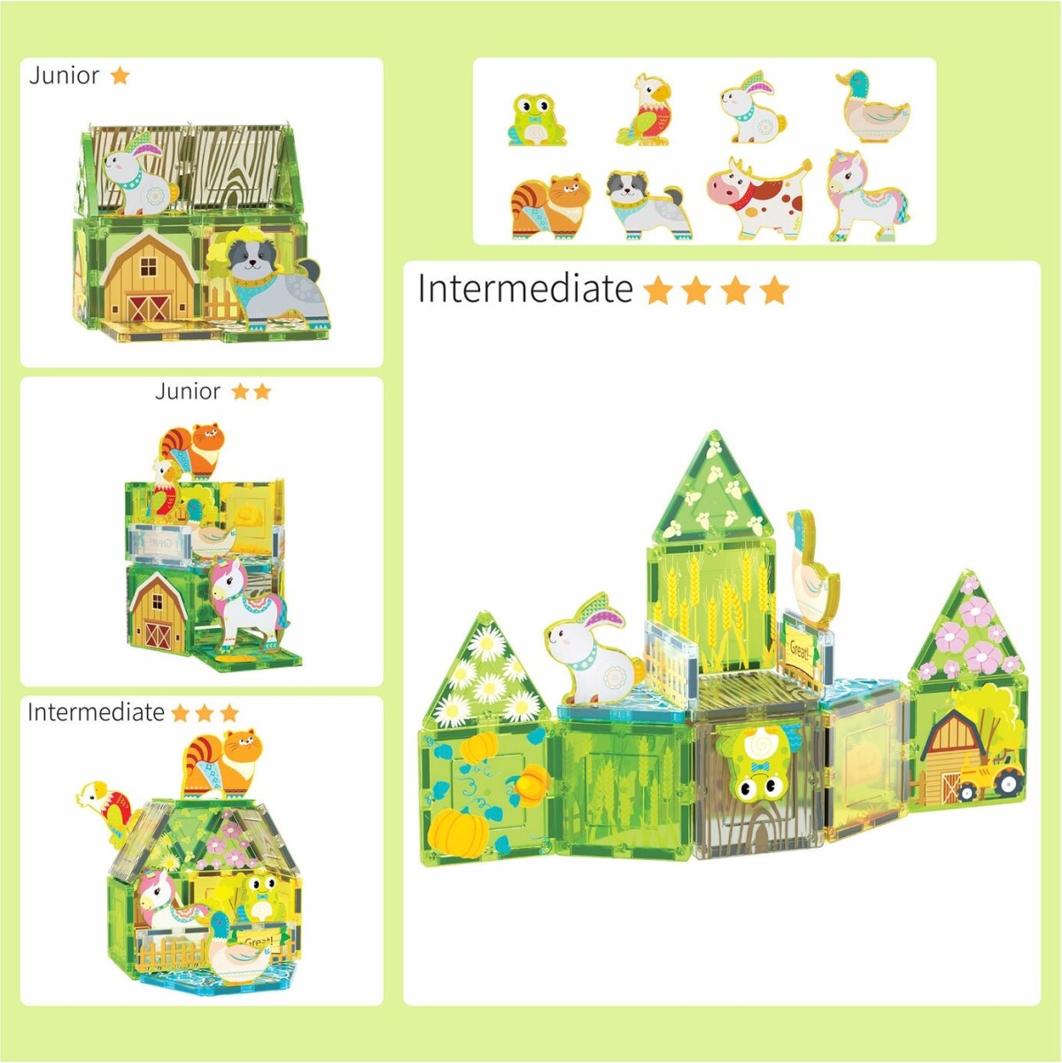 Picasso Tiles - Bondegård Sæt Med 8 Dyr 26 Stk