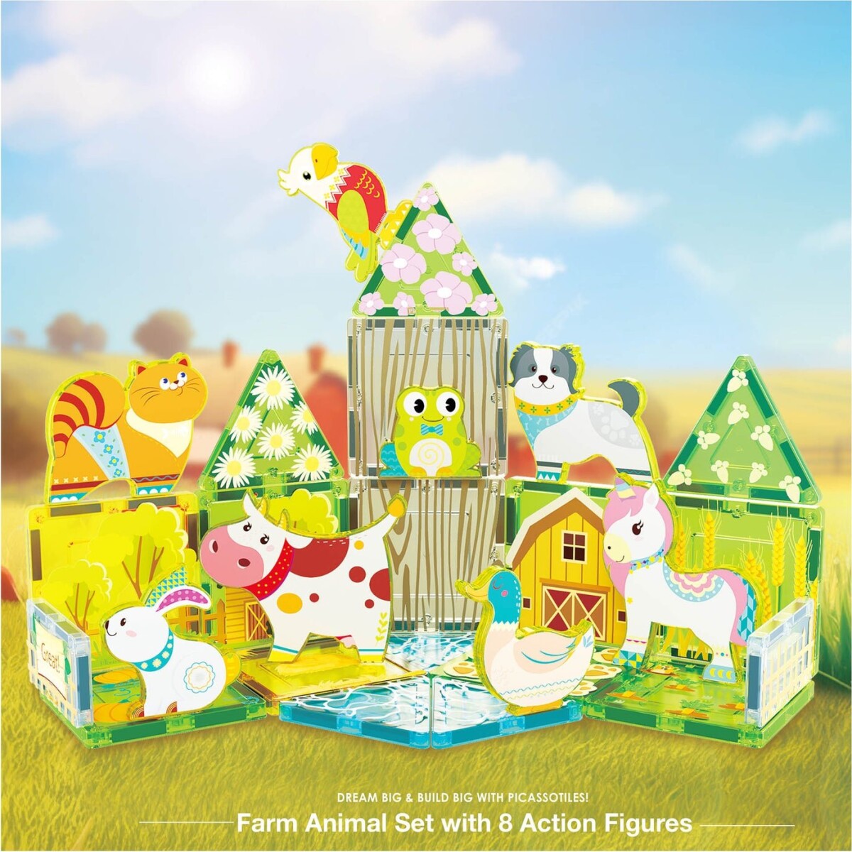 Picasso Tiles - Bondegård Sæt Med 8 Dyr 26 Stk