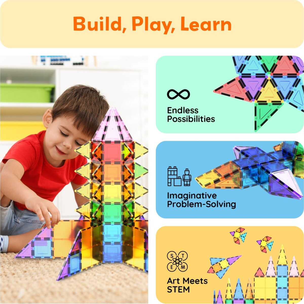 Picasso Tiles - Magnetic Tiles 61 Stk