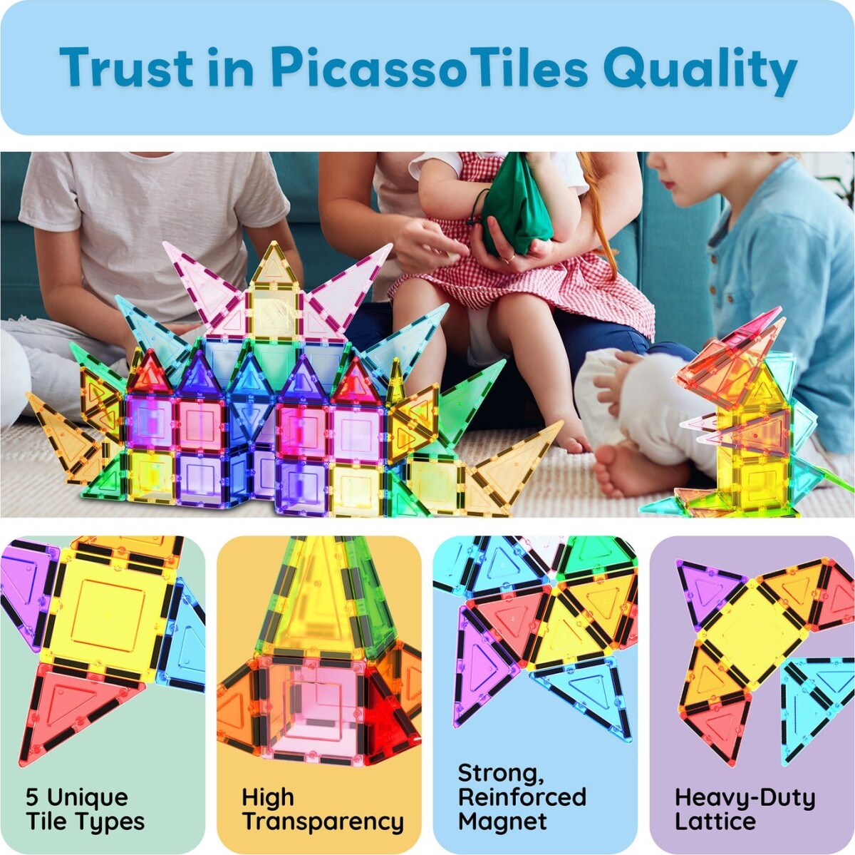 Picasso Tiles - Magnetic Tiles 61 Stk