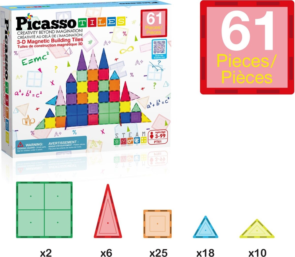 Picasso Tiles - Magnetic Tiles 61 Stk
