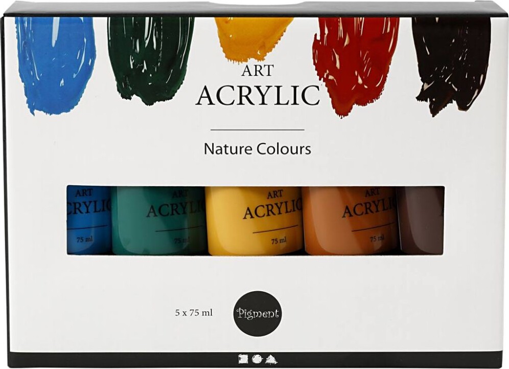 Akrylmaling Til Lærred Træ Gips - Pigment Art Acrylic 5X75Ml