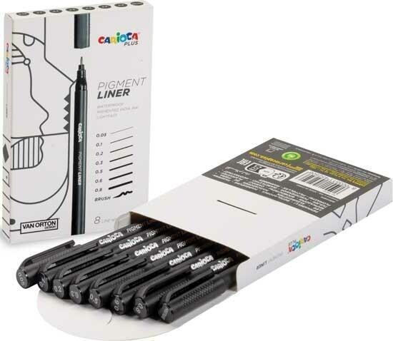 Carioca Plus - Pigment Liner Sæt - Sort - 8 Stk