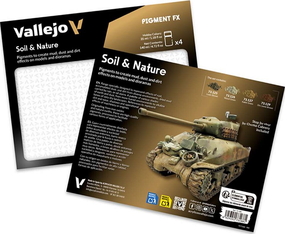 Vallejo 73188 - Pigment Fx Soil Nature - Pigmentsæt 4X35 Ml