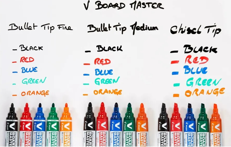 Pilot - Whiteboard Markers V-Board Master Round - With 5 Pcs