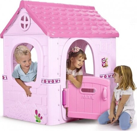 Feber - Pink Fantasy House - Udendørs Legehus I Plastik Til Børn